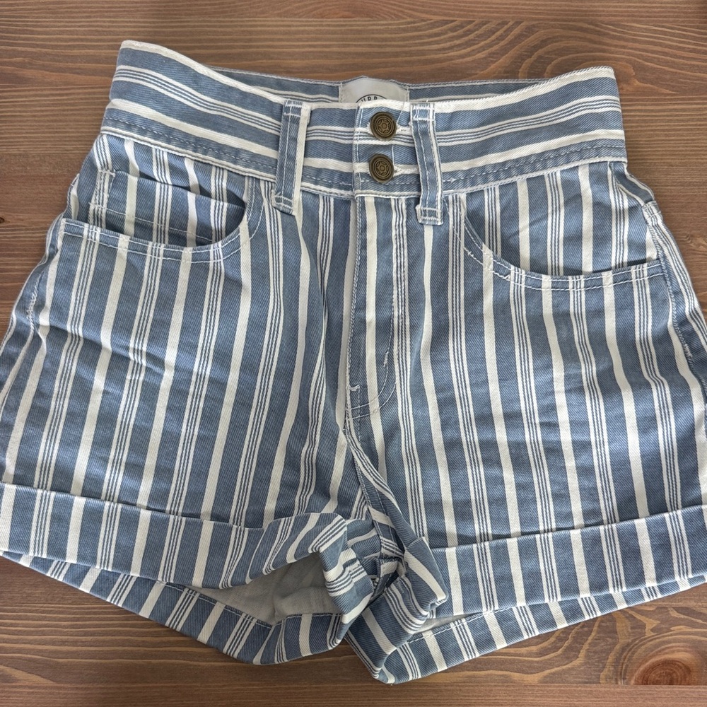 Urban Outfitters Blue Striped High Waist Shorts